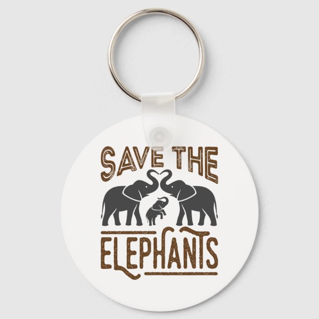 Chaveiro Salvar a vida selvagem do Elefante Elefante (Frente)