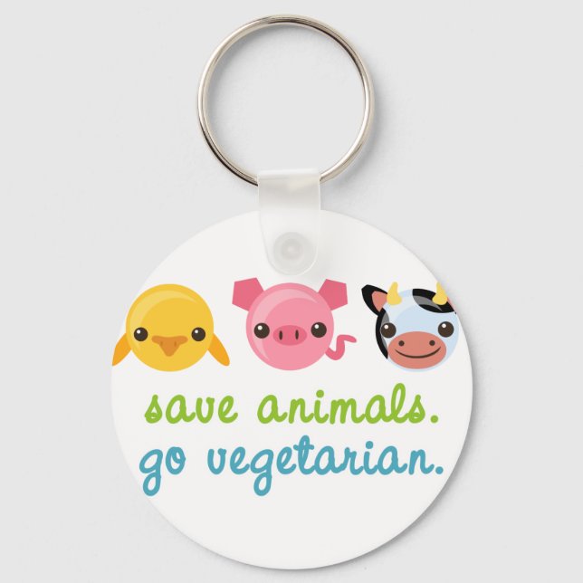 Chaveiro Salvar animais em vegetariano (Frente)
