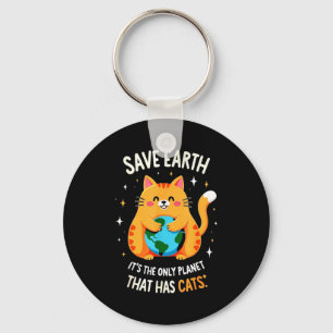 Chaveiro Salvar Gato Amante da Terra Ecológico Engraçado Hu