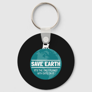 Chaveiro Salve a Terra Engraçado Gato Terra Dia Natureza