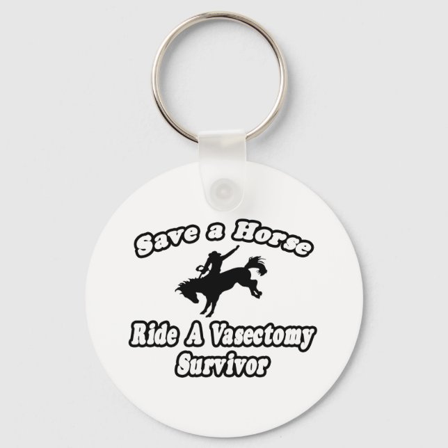 Chaveiro Salve Cavalo, Ride Vasectomy Sobrevivente (Frente)