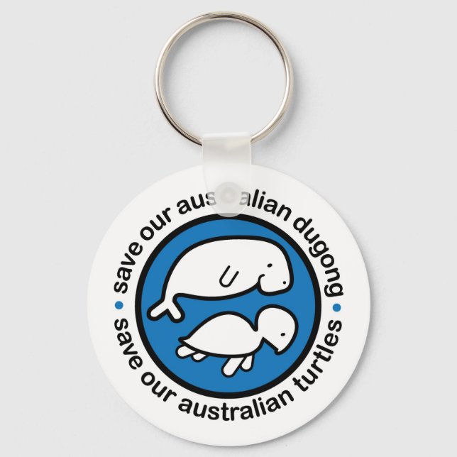 Chaveiro Salve nosso dugong e tartarugas (Frente)