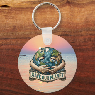 Chaveiro Salve nosso Planeta Terra Chorando Eco Conscientiz