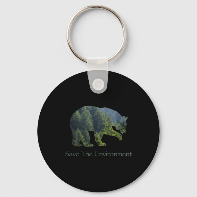 Chaveiro Salve O Ambiente Silhouette Do Urso Do Ambiente (Frente)