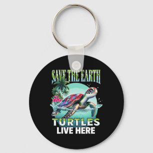 Chaveiro Salve O Planeta Oceanos De Tartaruga Do Mar Terra
