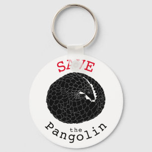 Chaveiro Salve o slogan Pangolin preto e branco