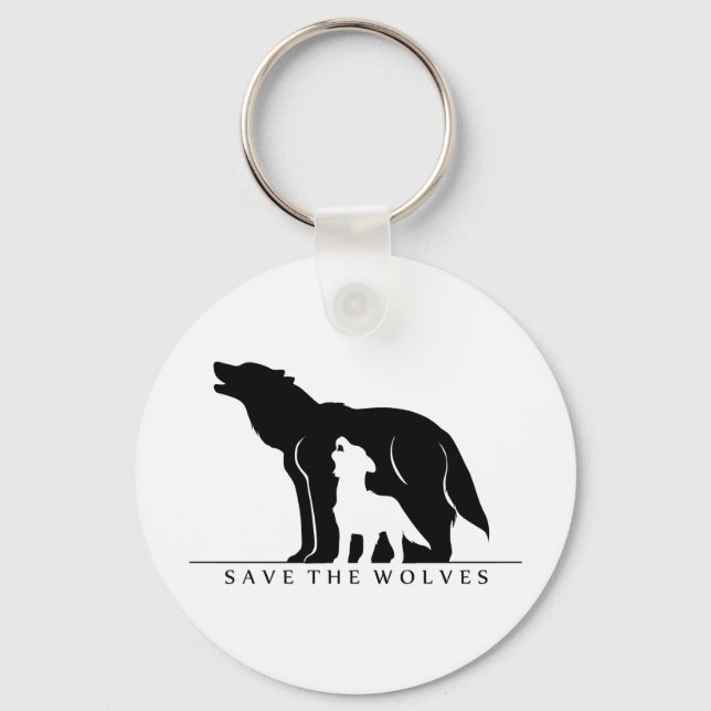 Chaveiro Salve os Lobos (branco). (Frente)