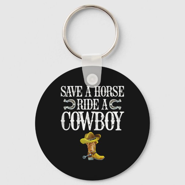 Chaveiro Salve Um Cavalo Andando Um Cowboy (Frente)