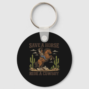 Chaveiro Salve Um Cavalo Monte Um Cowboy Laço Rodeio Wester
