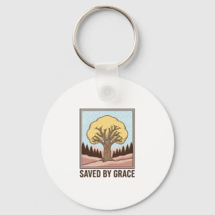 Chaveiro Salvo pela Graça Desenho de Camisa Vintage Árvore 