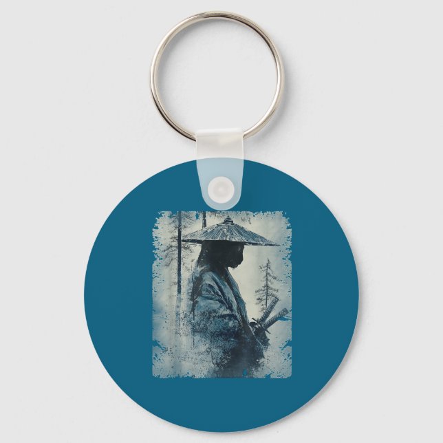 Chaveiro Samurai Cat Japanese Art Anime Men Women Kids Grap (Frente)