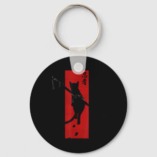 Chaveiro Samurai Ninja Cat Kawaii Tattoo Graphic