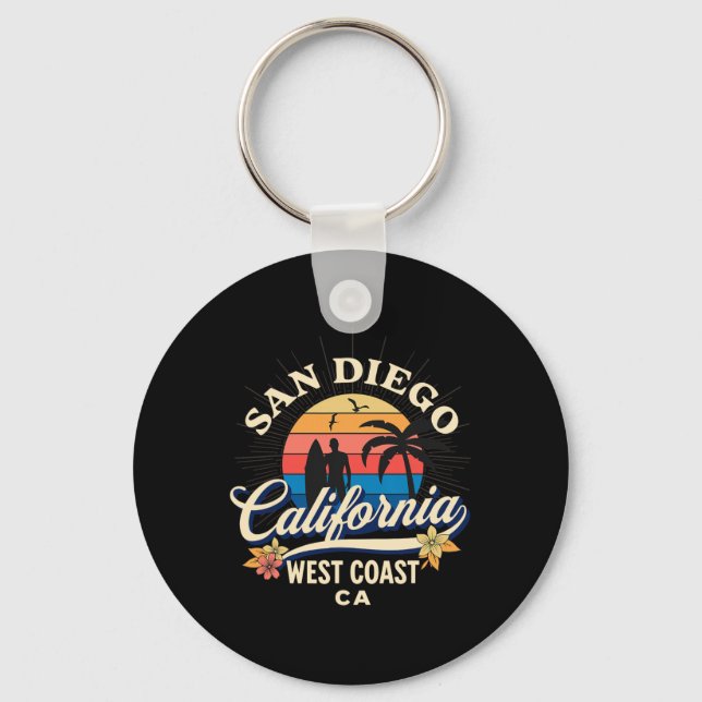 Chaveiro San Diego California Beach Surf Summer Vacation Vi (Frente)