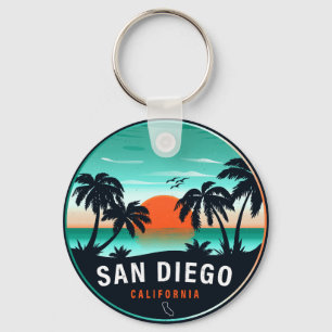 Chaveiro San Diego California Retro Sunset Souvenirs 80s