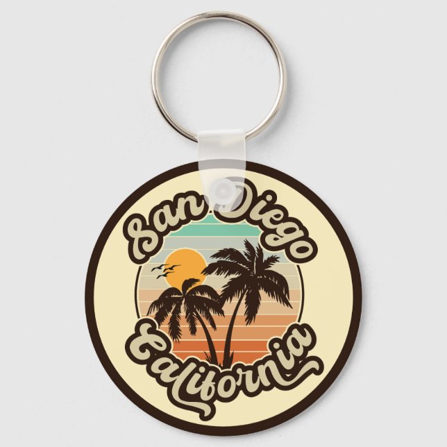 Chaveiro San Diego California Sunset Palm Trees Souvenirs (Frente)