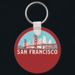 Chaveiro San Francisco Retro City Skyline Vintage Cityscape<br><div class="desc">Design com lindas linhas do horizonte, atração turística e arte de paisagem urbana, arranha-céu Legal e ilustração da silhueta de construção para turistas e viajantes. Perfeito como lembrança para trazer de volta para casa quando viaja pelo mundo. Guarde a memória do seu viagem e as suas férias com a família...</div>
