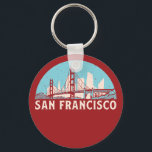 Chaveiro San Francisco Retro City Skyline Vintage Cityscape<br><div class="desc">Design com lindas linhas do horizonte, atração turística e arte de paisagem urbana, arranha-céu Legal e ilustração da silhueta de construção para turistas e viajantes. Perfeito como lembrança para trazer de volta para casa quando viaja pelo mundo. Guarde a memória do seu viagem e as suas férias com a família...</div>