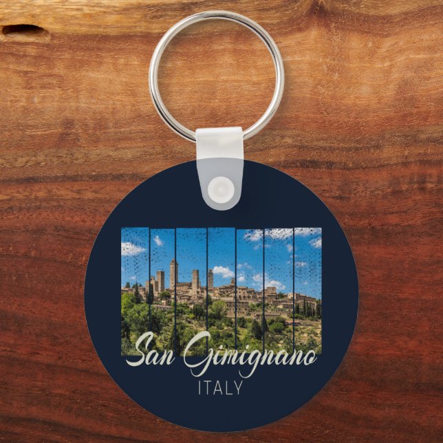 Chaveiro San Gimignano Toscana Itália Vinatge Panorâmica Vi (Frente)