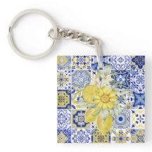 Sangue do mosaico em azul e amarelo