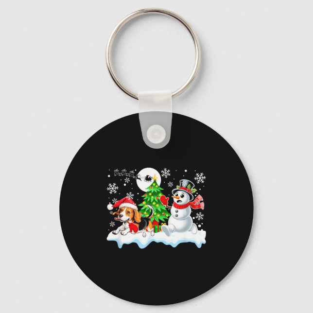 Chaveiro Santa Beagle Snowman Running Friends Christmas Own (Frente)