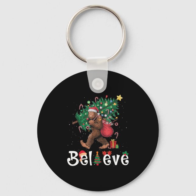 Chaveiro Santa Bigfoot Christmas Tree Lights Sasquatch Beli (Frente)