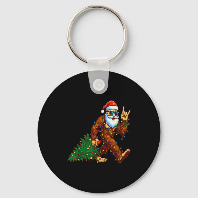 Chaveiro Santa Bigfoot Christmas Tree Xmas Funny Christmas  (Frente)