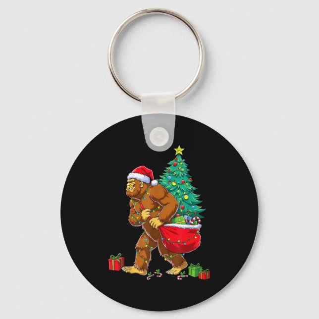 Chaveiro Santa Bigfoot Christmas Tree Xmas Lights Funny Sas (Frente)