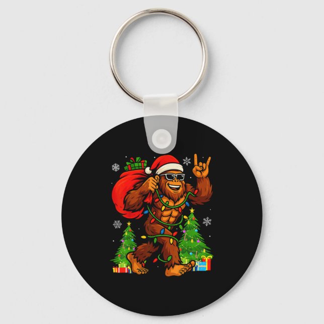 Chaveiro Santa Bigfoot Christmas Tree Xmas Lights Funny Sas (Frente)