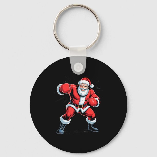 Chaveiro Santa Boxing Lover Funny Holiday Christmas Xmas Pa (Frente)