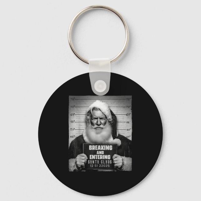 Chaveiro Santa Breaking Entering Mugshot Funny Christmas Ho (Frente)