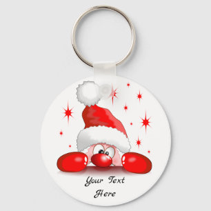 Chaveiro Santa Cartoon Cute Peeking Character © BluedarkArt