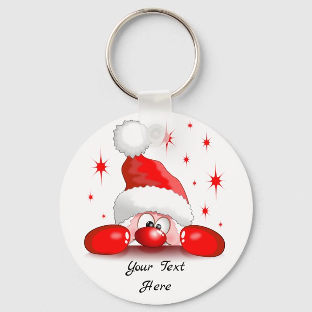 Chaveiro Santa Cartoon Cute Peeking Character © BluedarkArt (Frente)