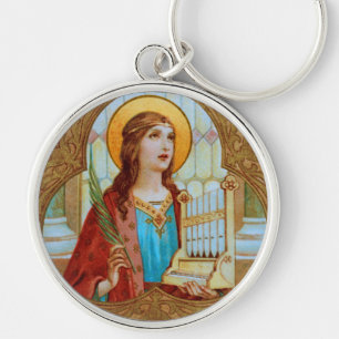 Chaveiro Santa Cecília de Roma (BK 003) Metal Redondo