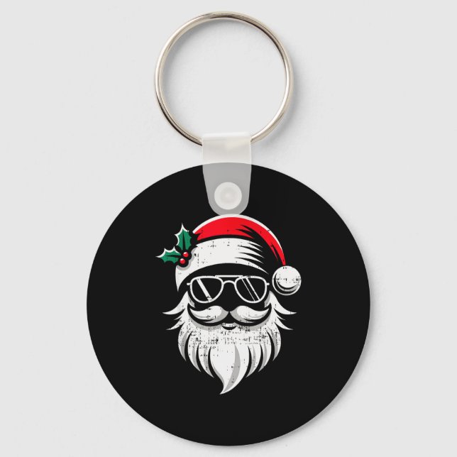 Chaveiro Santa Claus Face Sungles With Hat Beard Christmas  (Frente)