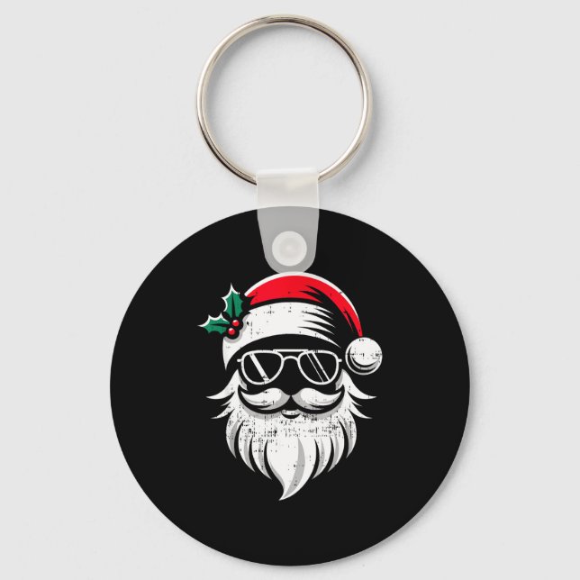 Chaveiro Santa Claus Face Sungles With Hat Beard Christmas  (Frente)