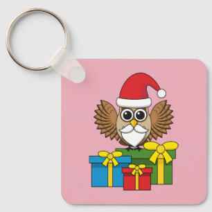 Chaveiro Santa Claus Owl com Presentes
