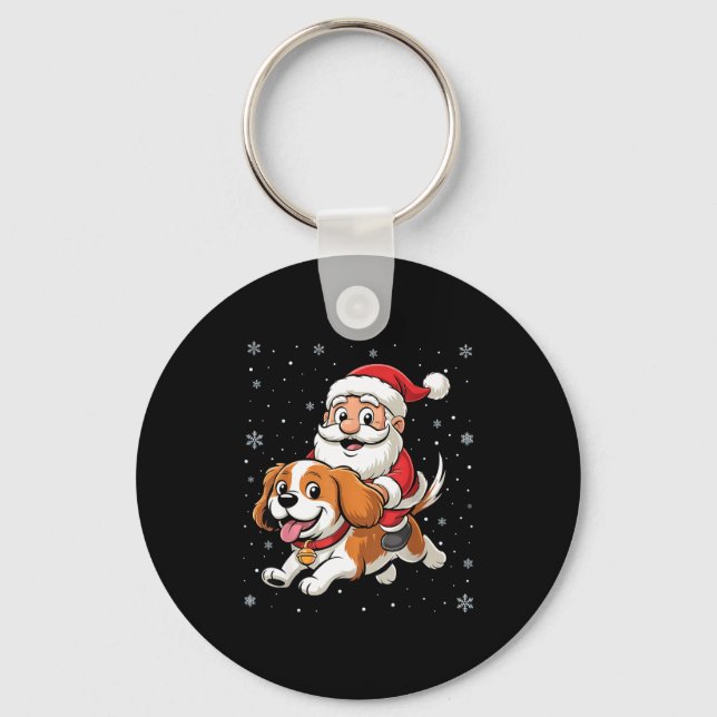 Chaveiro Santa Claus Riding Cavalier King Charles Spaniel D (Frente)