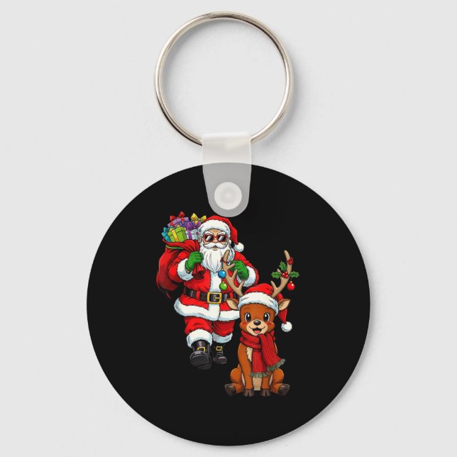 Chaveiro Santa Claus With Reindeer And Cool Christmas  (Frente)