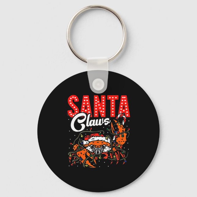 Chaveiro Santa Claws Christmas Funny Crab Lights Holiday Ca (Frente)