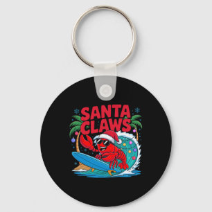 Chaveiro Santa Claws Lagosta Divertida de Natal Com Palmeir
