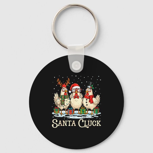Chaveiro Santa Cluck Chicken Christmas Farm Animal Funny  (Frente)