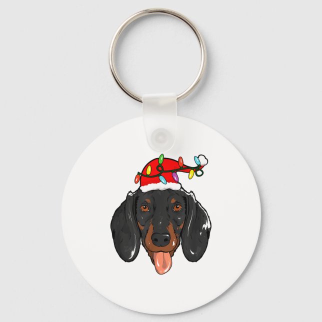 Chaveiro Santa Dachshund Light Christmas  (Frente)