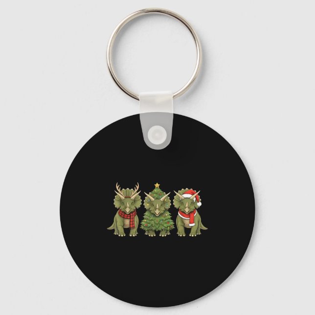 Chaveiro Santa Dinosaur Christmas Tree Triceratops Lover Xm (Frente)