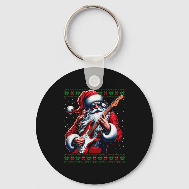 Chaveiro Santa Guitar Musician Guitarist Ugly Christmas Swe (Frente)