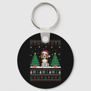 Chaveiro Santa Hat Beagle Cachorro Árvore de Natal Luzes Fe