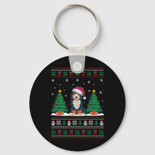Chaveiro Santa Hat Bernedoodle Cão Cachorro Árvore de Natal