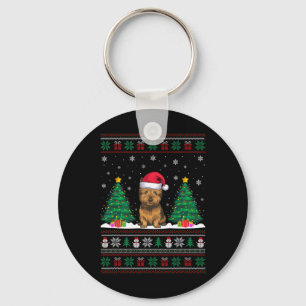 Chaveiro Santa Hat Cairn Terrier Dog Xmas Tree Luzes Feias