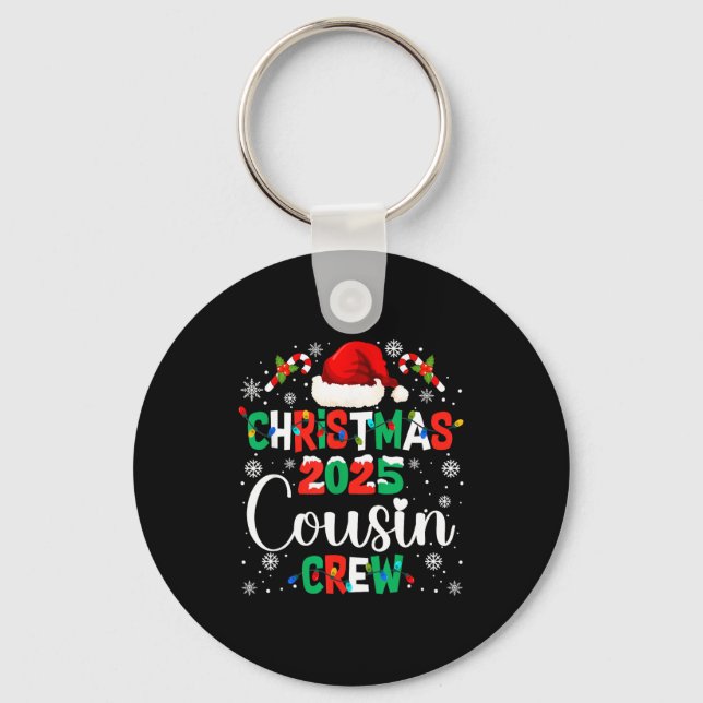 Chaveiro Santa Hat Christmas 2025 Cousin Crew Xmas Matching (Frente)