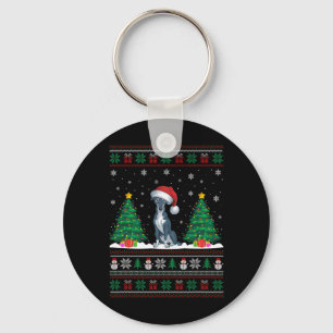 Chaveiro Santa Hat Greyhound Cachorro Árvore de Natal Luzes