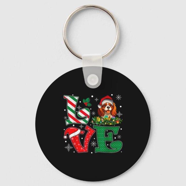 Chaveiro Santa Hat Love Cavalier King Charles Spaniel Dog X (Frente)